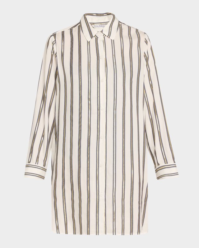 Shimmer Stripe Boyfriend Shirt